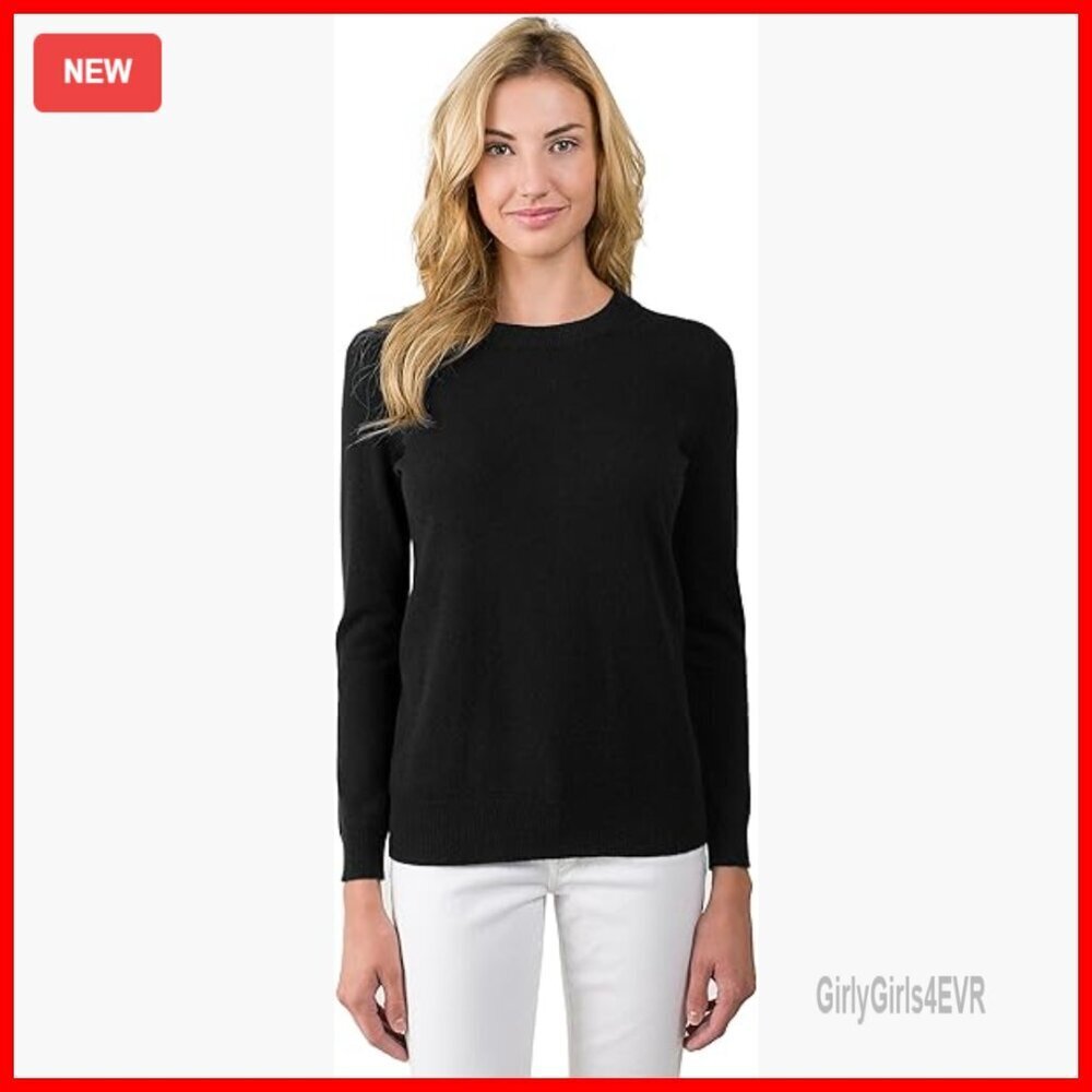 100% Pure Cashmere Crew Neck Sweater Tight Knit Pullover Long Sleeve